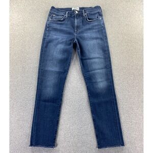 Agolde Sophie Crop Jeans Womens 28 Blue Medium Wash Denim Raw Hem Stretch Preppy